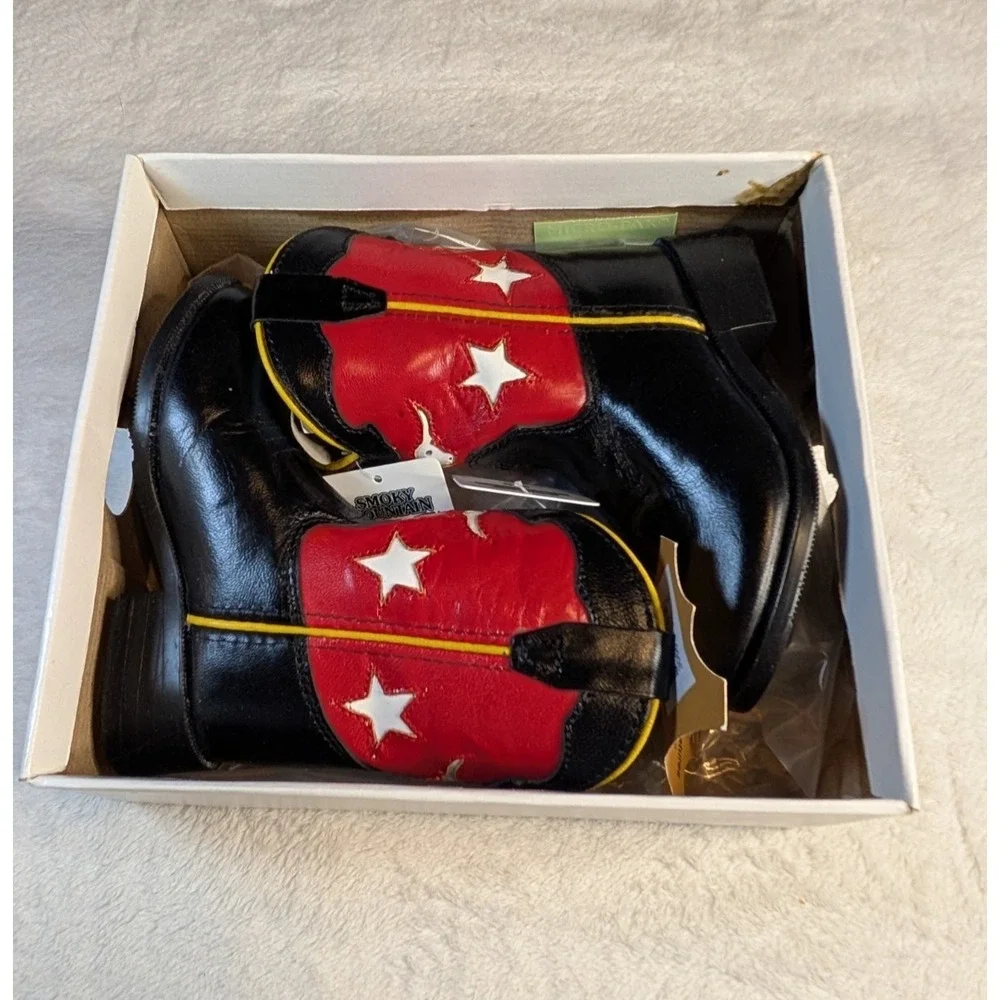 Smoky Mountain Youth Boys 5.5‎ Western Boots 3066 Black Red Cowboy Style New